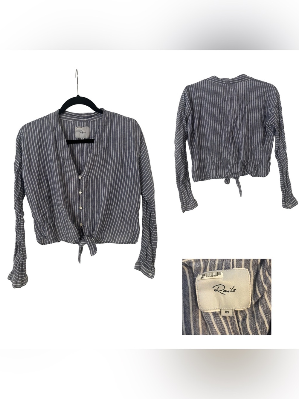 Rails Striped Button Down Crop Top